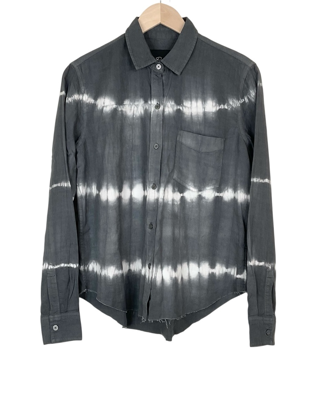 Rails Ingrid Raw Shirt Long Sleeve In coal White Waves Size XS